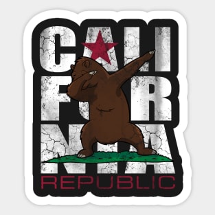 California Republic Flag Dabbing Bear Sticker